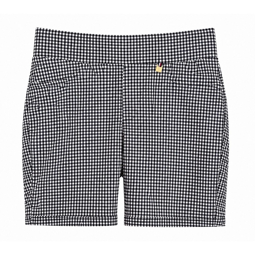 Tommy Hilfiger Plaid Bermuda Shorts Black White Stretch Pull On Womens size 6